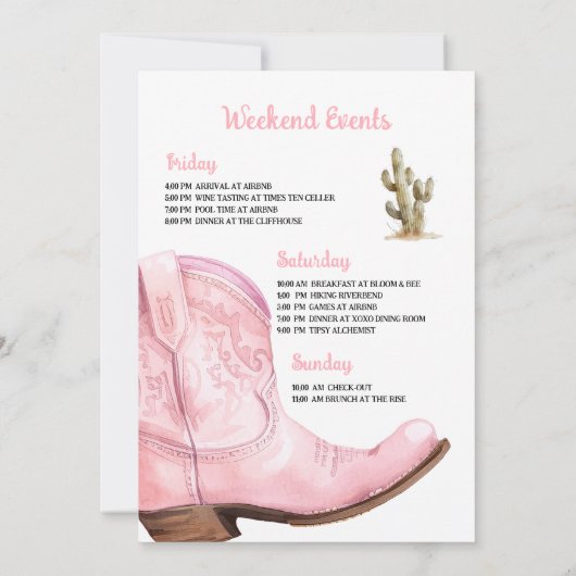 女性のカーボーイラストロデオバチェロレッテ招待状 招待状 (裏面)