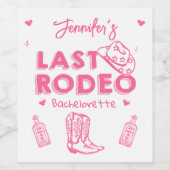 女性のカーボーイラストロデオバチェロレッテ ワインラベル (シングルラベル)