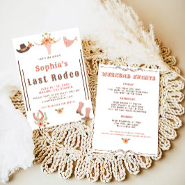 女性のカーボーイラストロデオバチェロレッテ 招待状