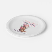 女性のカーボーイラストロデオピンクバチェロレッテ ペーパープレート (アングル)