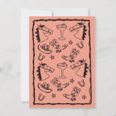 女性のカーボーイラストロードハンドドローファンキードバチェロレッテ 招待状 (裏面)