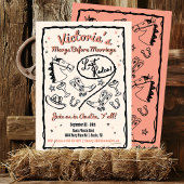 女性のカーボーイラストロードハンドドローファンキードバチェロレッテ 招待状