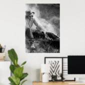 女性のカーボーイラスリングふくらはぎ， 1930s ポスター (ホームオフィス)