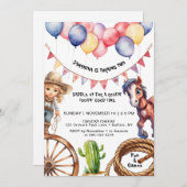 女性のカーボーイルーティントータイ時間誕生日招待状 招待状 (正面/裏面)