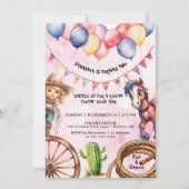 女性のカーボーイルーティントータイ時間誕生日招待状 招待状 (正面)