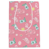 女性のカーボーイレオモダン〔占星術の〕十二宮図パターンボホピンク ミディアムペーパーバッグ (正面)