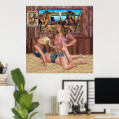 女性のカーボーイレスリング#1 ポスター (ホームオフィス)