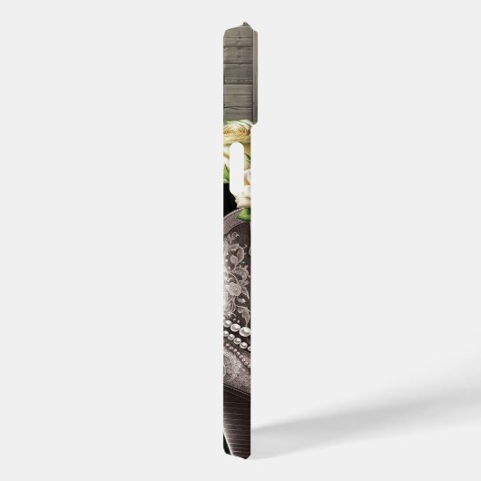 女性のカーボーイレースブーツ&ホワイトフラワーズ素朴ブライダル Case-Mate iPhoneケース (裏面 / 右)