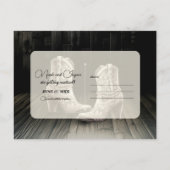 女性のカーボーイレースブーツ&ホワイトフラワーデートを保存 案内ポストカード (裏面)