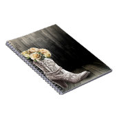 女性のカーボーイレース&パールブーツ白い花素朴 ノートブック (右側)