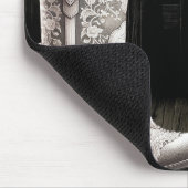 女性のカーボーイレース&パールブーツ白い花素朴 マウスパッド (コーナー)