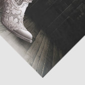 女性のカーボーイレース&パールブーツ白い花素朴 薄葉紙 (詳細)