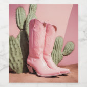 女性のカーボーイロゼ ワインラベル (シングルラベル)