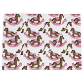 女性のカーボーイロッキングホースピンクベビー ラージペーパーバッグ (正面)