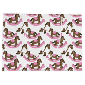 女性のカーボーイロッキングホースピンクベビー ラージペーパーバッグ (裏面)