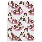 女性のカーボーイロッキングホースベビーピンク ミディアムペーパーバッグ (正面)