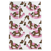 女性のカーボーイロッキングホースベビーピンク ミディアムペーパーバッグ (裏面)