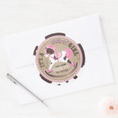 女性のカーボーイロッキングホース西ベビーシャワー ラウンドシール (封筒)