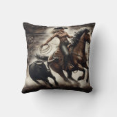 女性のカーボーイロデオでステアをローピングイベント クッション (裏面)