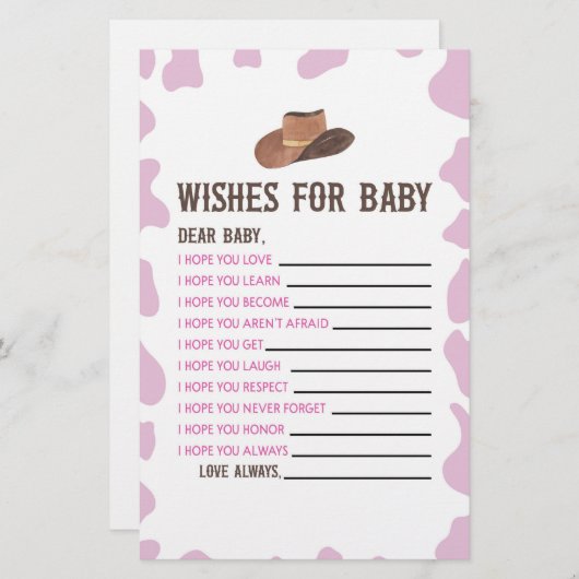 女性のカーボーイロデオは赤ちゃんのシャワー活動を願う 便箋 (正面/裏面)