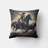 女性のカーボーイロデオイベント中に牛をローピング クッション (裏面)