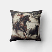 女性のカーボーイロデオイベント クッション (裏面)
