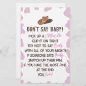 女性のカーボーイロデオウェスタンは赤ちゃんシャワーのゲームを言わない 便箋 (正面/裏面)