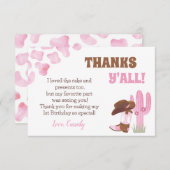 女性のカーボーイロデオウェスタン1st誕生日サンキューカード 招待状 (正面/裏面)