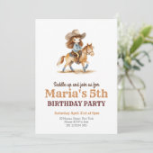 女性のカーボーイロデオウエスタンガール誕生日 招待状 (スタンド正面)