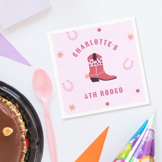 女性のカーボーイロデオウエスタンバースデーパーティー スタンダードカクテルナプキン