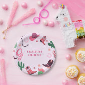 女性のカーボーイロデオウエスタンバースデーパーティー ペーパープレート (パーティー)