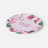 女性のカーボーイロデオウエスタンバースデーパーティー ペーパープレート (アングル)