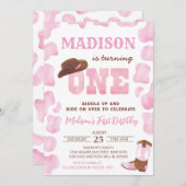 女性のカーボーイロデオウエスタンファースト誕生日招待状 招待状 (正面/裏面)