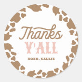 女性のカーボーイロデオバースデーパーティーありがとう ラウンドシール (正面)