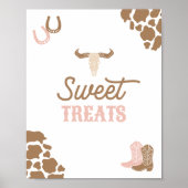 女性のカーボーイロデオバースデーパーティースイーツトリートサイン ポスター (正面)