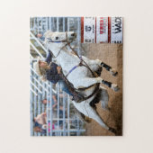 女性のカーボーイロデオホースバレルウェスタンスポーツ ジグソーパズル (縦)