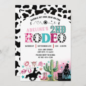 女性のカーボーイロデオラウンドアップ招待状 招待状 (正面/裏面)