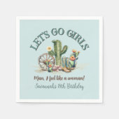 女性のカーボーイロデオレッツガールズナイトアウトティール(緑がかった色)ブルー スタンダードカクテルナプキン (正面)