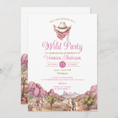 女性のカーボーイロデオワイルドパーティーウエスタンランチ誕生日 招待状 (正面/裏面)