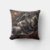 女性のカーボーイロデオヴィンテージでステアをローピング クッション (正面)