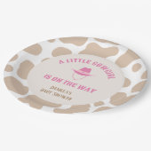 女性のカーボーイロデオ牛プリントガールベビーシャワー ペーパープレート (アングル)