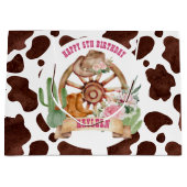 女性のカーボーイロデオ西の誕生日パーソナライズされた ラージペーパーバッグ (正面)