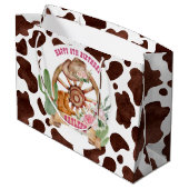 女性のカーボーイロデオ西の誕生日パーソナライズされた ラージペーパーバッグ (裏面アングル)