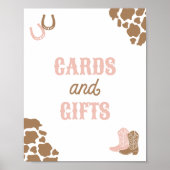 女性のカーボーイロデオ誕生日パーティーカードとギフトサイン ポスター (正面)