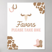 女性のカーボーイロデオ誕生日パーティー好意サイン ポスター (正面)