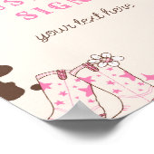 女性のカーボーイロデオ誕生日ピンクブラウンカスタムサイン ポスター (角)