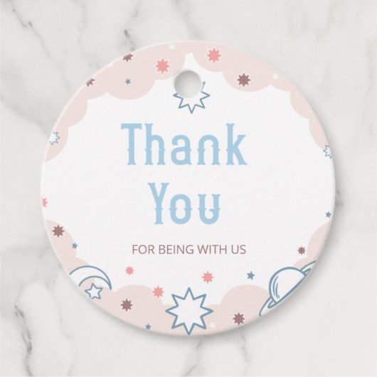 女性のカーボーイロデオ赤ちゃんシャワーサークルありがとうラベル フェイバータグ (正面)