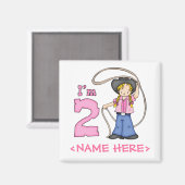 女性のカーボーイローパー2歳の誕生日 マグネット (正面/裏面)