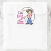 女性のカーボーイローパー2nd誕生日クラシックラウンドステッカー ラウンドシール (バッグ)