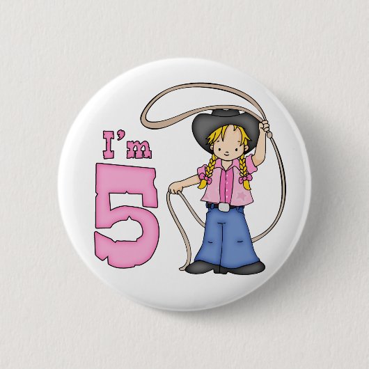 女性のカーボーイローパー5位誕生日 缶バッジ (正面)